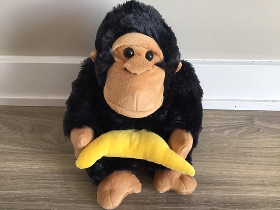 Monkey Holding Banana Stuffed Animal Plush Toy 12 Etsy Sweden