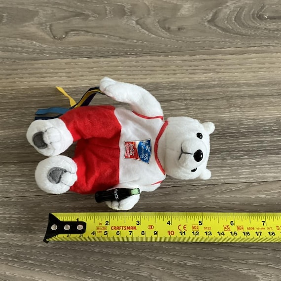 Coca Cola Collector Can With Bean Bag Plush Polar Bear 2004 Athens