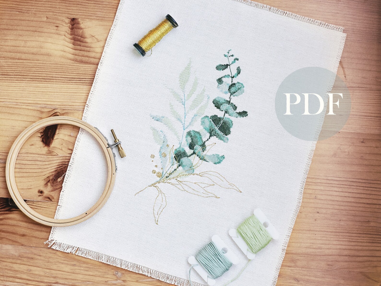 Eucalyptus cross stitch pattern PDF Botanical embroidery Etsy