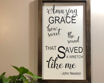 Christian Wood Sign, Amazing Grace How Sweet the Sound, Custom Wood Sign