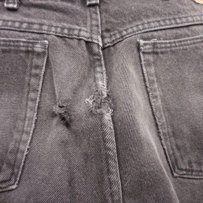 Wrangler Authentic Jeans Mens 34x34 Faded Black Thrashed Distressed Straight Leg image 5