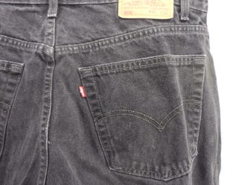Levis 505 Regular Fit Jeans Herren 38x30 Faded Schwarz Gerades Bein Denim Vintage