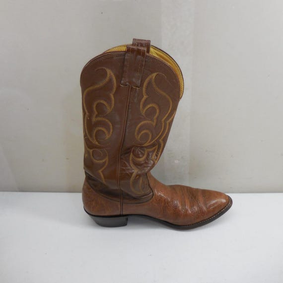 Nocona Vintage Mens 9 B Brown Leather Western Cowboy Boots Made in USA 30405