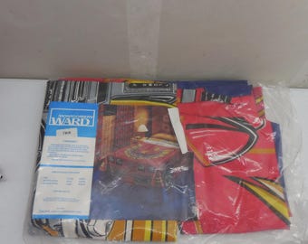 VTG 1980 Montgomery Ward Pontiac Firebird Trans Am Twin Bedspread 4.9 Turbo Red