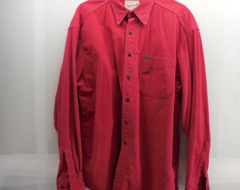 Woolrich Sportsman Chamois Shirt Mens XL Red Cotton Button Down Made in USA