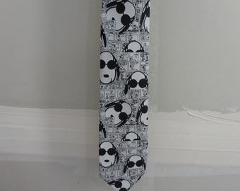 Vintage Cervantes Peanuts Snoopy Joe Cool Comic Strip Tie Black White Made USA