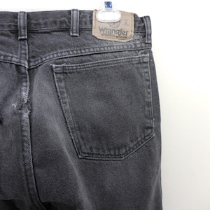Wrangler Authentic Jeans Mens 34x34 Faded Black Thrashed Distressed Straight Leg image 1