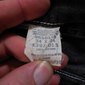 Wrangler Authentic Jeans Mens 34x34 Faded Black Thrashed Distressed Straight Leg image 12