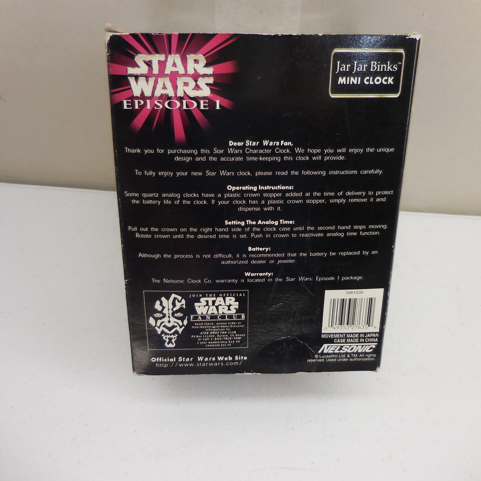 Star Wars Episode I Jar Jar Binks Mini Clock Nelsonic SW1035
