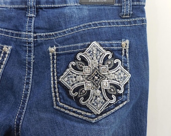 2000年代 VTG Love Indigo レディース 装飾付きクロップドジーンズ サイズ4 ウエスタンカプリ