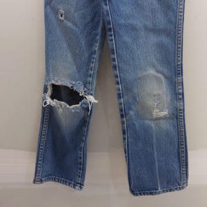 Vintage Wrangler Youth Jeans 10 Regular Tillverkade i USA Blå Thrashed 22x23 595BSWR bild 6