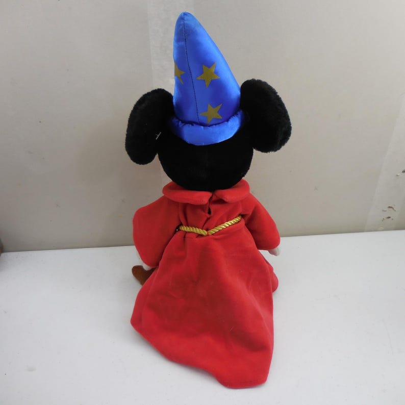 Disney Sorcerer Mickey Mouse Fantasia Plush Wizard Hat Red Robe 15 Inch Vintage image 4