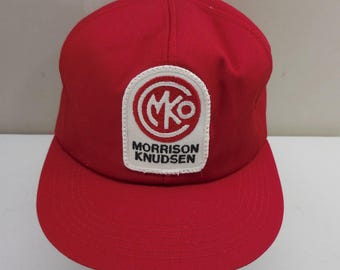 Vintage Morrison Knudsen MKO K Products Snapback Hat Red Trucker Cap