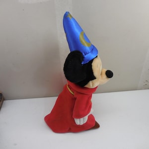 Disney Sorcerer Mickey Mouse Fantasia Plush Wizard Hat Red Robe 15 Inch Vintage image 3