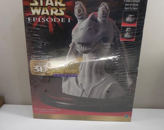 スター・ウォーズ エピソードI ジャー・ジャー・ビンクス 3D彫刻パズル ハズブロ 1999年 未開封ボックス