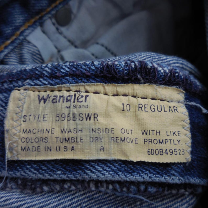 Vintage Wrangler Youth Jeans 10 Regular Tillverkade i USA Blå Thrashed 22x23 595BSWR bild 8