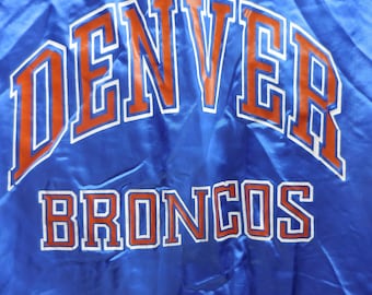 Vintage Chalk Line Denver Broncos Satin Jacket Blue Orange NFL Varsity Bomber M