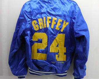 Vintage 1991 Seattle Mariners Ken Griffey Jr 24 Swingster Satin Jacket Blue S
