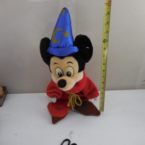Disney Sorcerer Mickey Mouse Fantasia Plush Wizard Hat Red Robe 15 Inch Vintage image 2