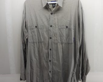 VTG Patagonia Portugal Mens Organic Micro Check Button Down Shirt Large Damaged