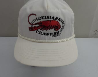 Vintage 1986 Louisiana langoesten touw hoed witte snapback pet Lafayette LA Trucker