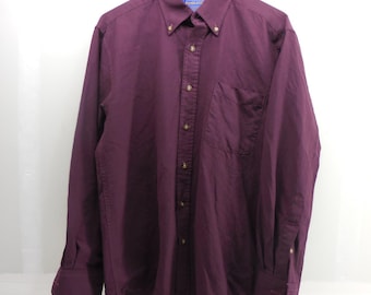 Pendleton Sir Pendleton Mens Small Burgundy Plum 100% Virgin Wool Button Down