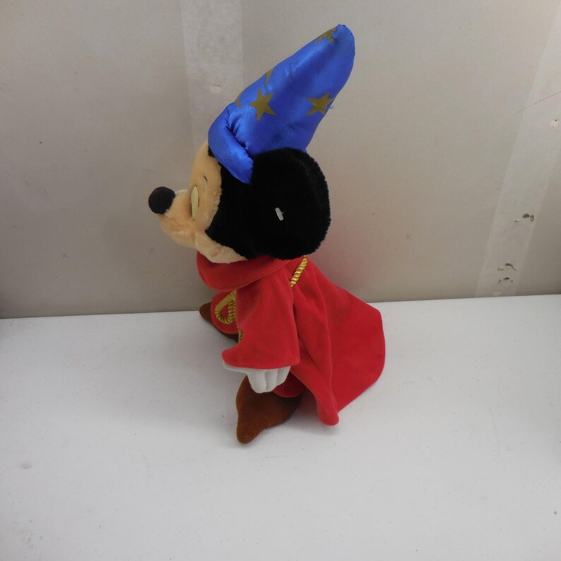 Disney Sorcerer Mickey Mouse Fantasia Plush Wizard Hat Red Robe 15 Inch Vintage image 5
