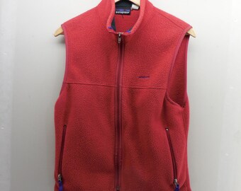 Patagonia Synchilla Fleece Vest Red Full Zip Vintage Made in USA Mens XS