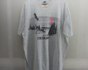 ヴィンテージ フルーツオブザルーム エアウェーブ コロラド イーグルマウンテン Tシャツ グレー XXL