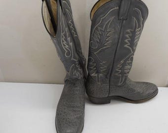 Vintage Abiline Gray Bull Hide Western Dress Cowboy Boots Mens Size 9D
