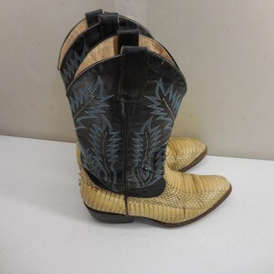 Botas Zarcos para hombre, talla 8, estilo vaquero, de piel de serpiente, color negro y azul, modelo Leon Mexico.