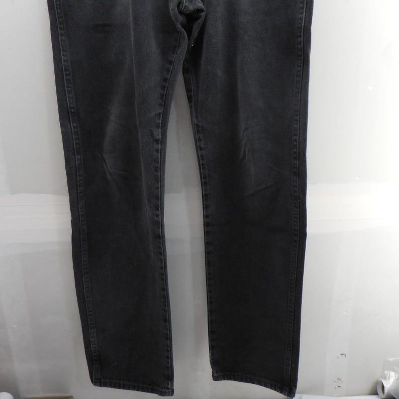 Wrangler Authentic Jeans Mens 34x34 Faded Black Thrashed Distressed Straight Leg image 9