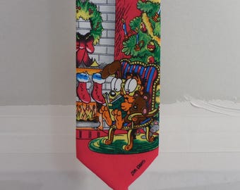 Garfield Christmas Silk Tie Red Jim Davis Balancine Inc Holiday Novelty 60x3.75