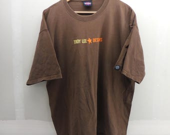 トロイ・リー・デザインズ メンズ グラフィックTシャツ ブラウン 半袖 ロゴ スターTシャツ XL