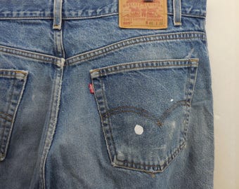 Levis 505 Regular Fit Straight Leg Jeans Mens 38x30 Blue Denim Paint Splatter
