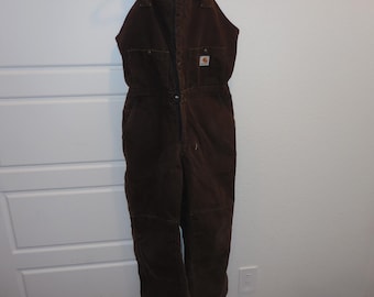 Carhartt Womens Quilted Double Knee Overalls Brown Duck Canvas WR027 DKB 10 x 32