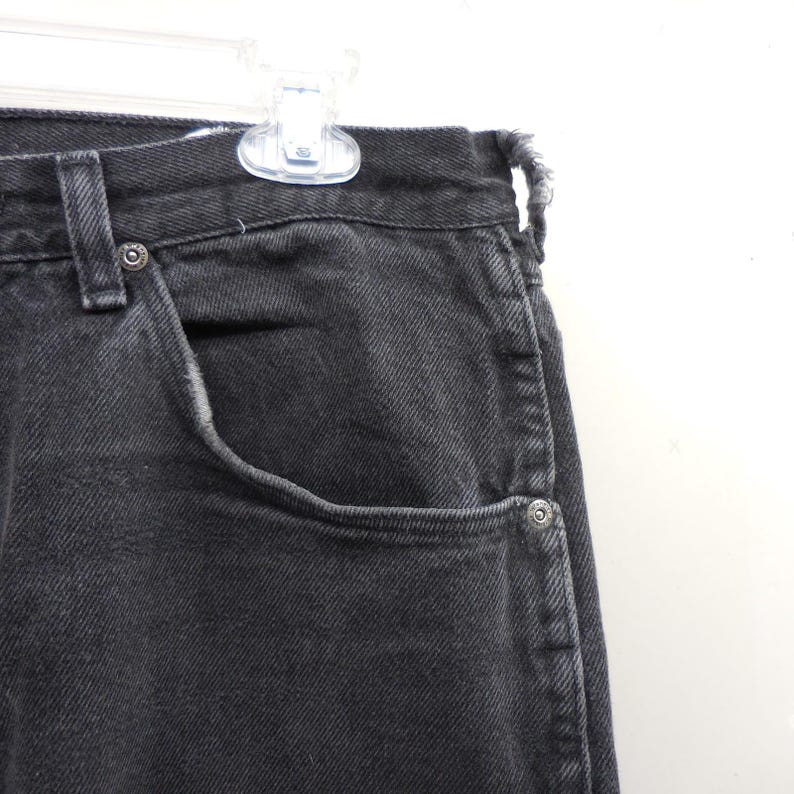 Wrangler Authentic Jeans Mens 34x34 Faded Black Thrashed Distressed Straight Leg image 7