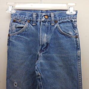 Vintage Wrangler Youth Jeans 10 Regular Tillverkade i USA Blå Thrashed 22x23 595BSWR bild 7