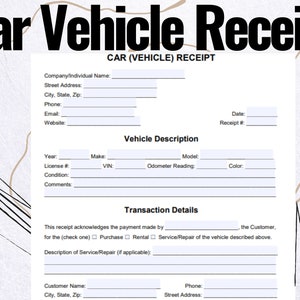 Car Vehicle Receipt - Car Vehicle Receipt forms - Car Vehicle Receipt Template - MS Editable Word