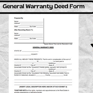 General Warranty Deed Template -  General Warranty Deed Form -  General Warranty Deed