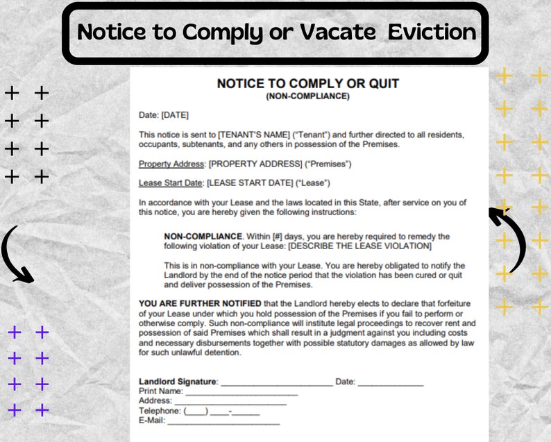 Notice to Comply or Vacate Eviction Notice to Comply or Vacate Eviction Form Notice to Comply or