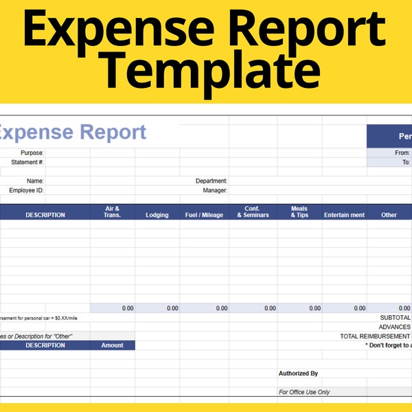 Spesenabrechnungsvorlage - Spesenabrechnungsformular - Spesenabrechnung (Excel, bearbeitbar, druckbar)