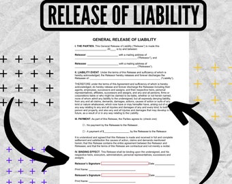 Release Form -(DOCX + PDF) - Release of Liability | Hold Harmless (Indemnity) Agreement - General Release of Liability