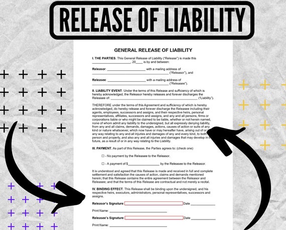 Release Form DOCX PDF Release of Liability Hold - Etsy