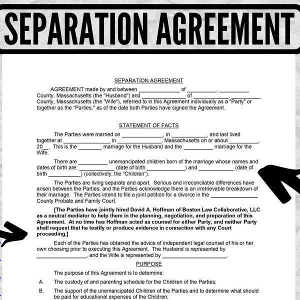 Separation agreements - Separation agreements Form - Separation agreements templates - Seperation agreement- Separation papers