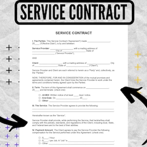 Service Contract Templates - Service Contract form - Service Contract EASY TO EDIT