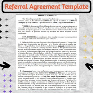 Referral Agreement, Referral Agreement Template, Referral Fee, Affiliate Agreement, Business Contract Template