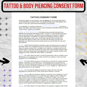 Tattoo & Body Piercing Consent Form /  Tattoo and Body Piercing Consent templates / Tattoo and Body Piercing Consent