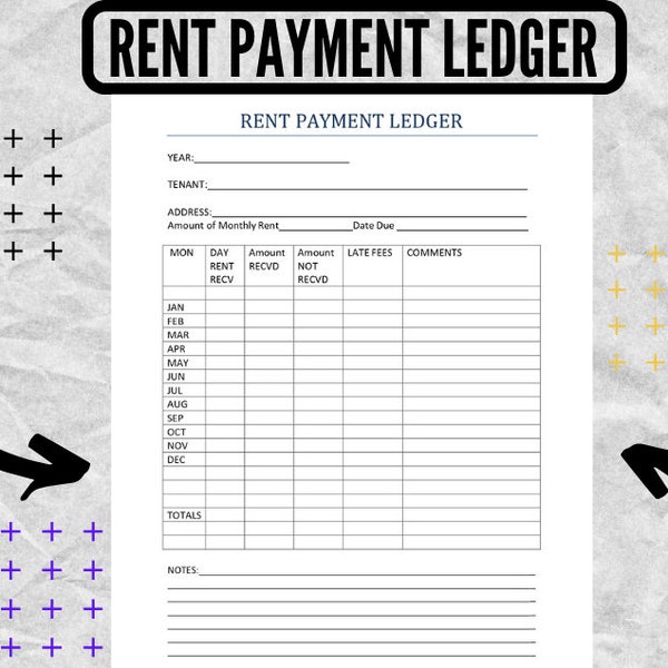 Monthly Yearly Rent Payment Tracker - Rental Payments Tracker - Rental Payments ledger