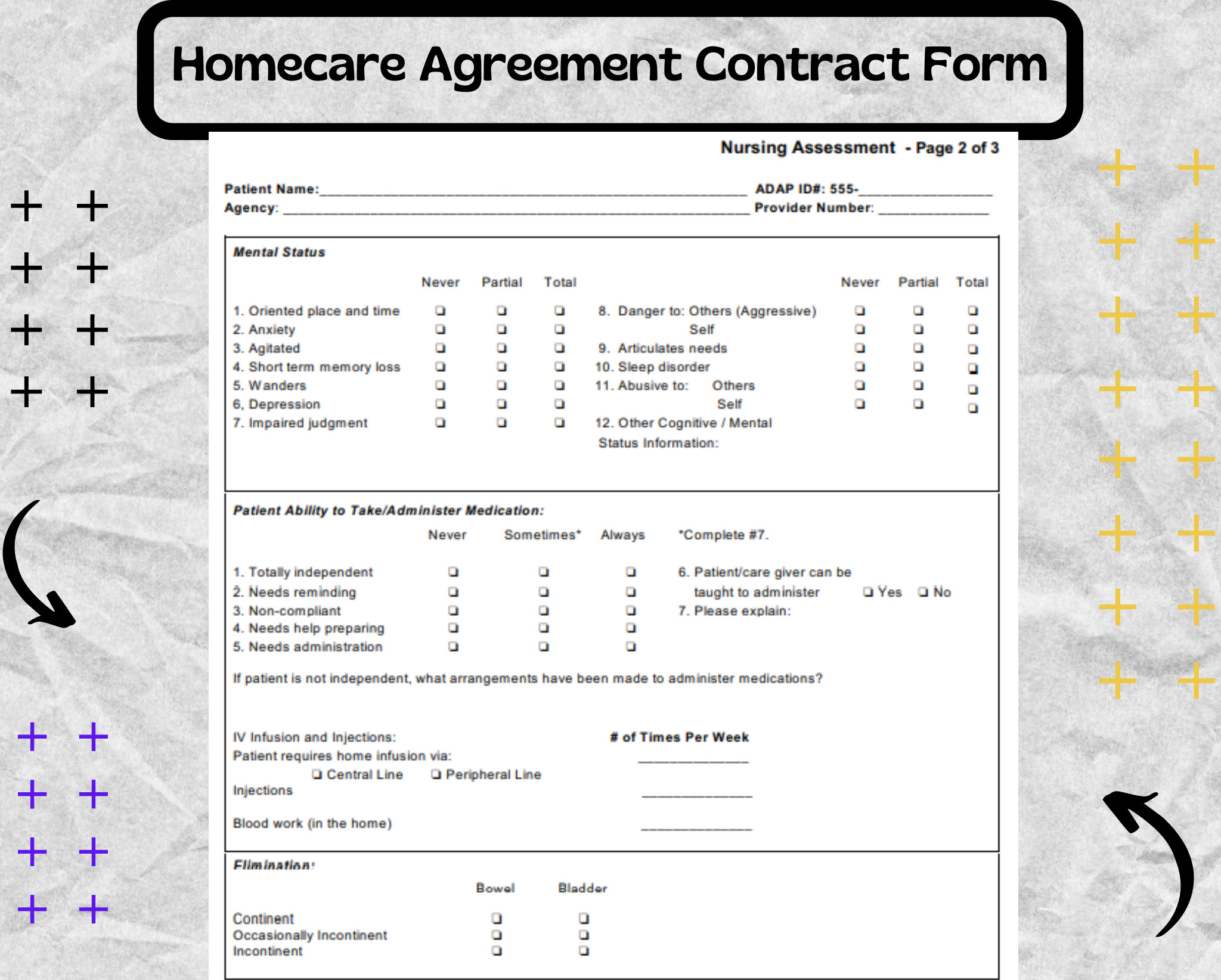 Homecare Agreement Contract Form - Home Health Care Evaluation Form ...
